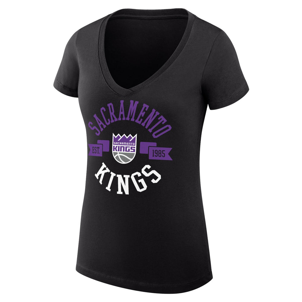 NBA Sacramento Kings G-III 4Her by Carl Banks Women's Super-Slim Fit Lightweight Large City Logo V-Neck T-Shirt