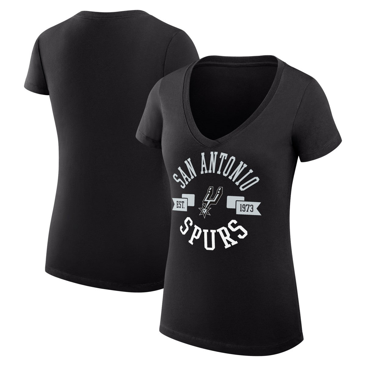 NBA San Antonio Spurs G-III 4Her by Carl Banks Women's Super-Slim Fit Lightweight Large City Logo V-Neck T-Shirt