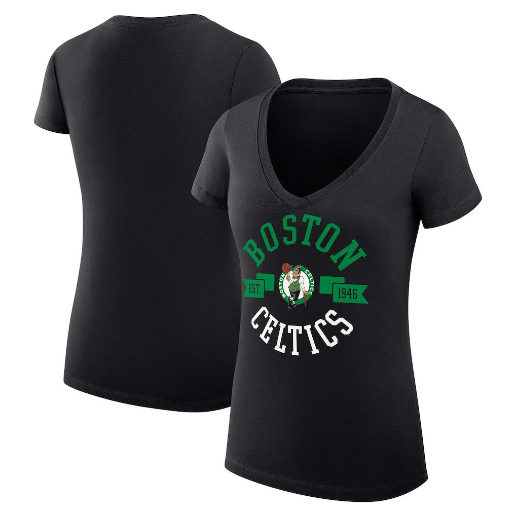 NBA Boston Celtics G-III 4Her by Carl Banks Women's Super-Slim Fit Lightweight Large City Logo V-Neck T-Shirt