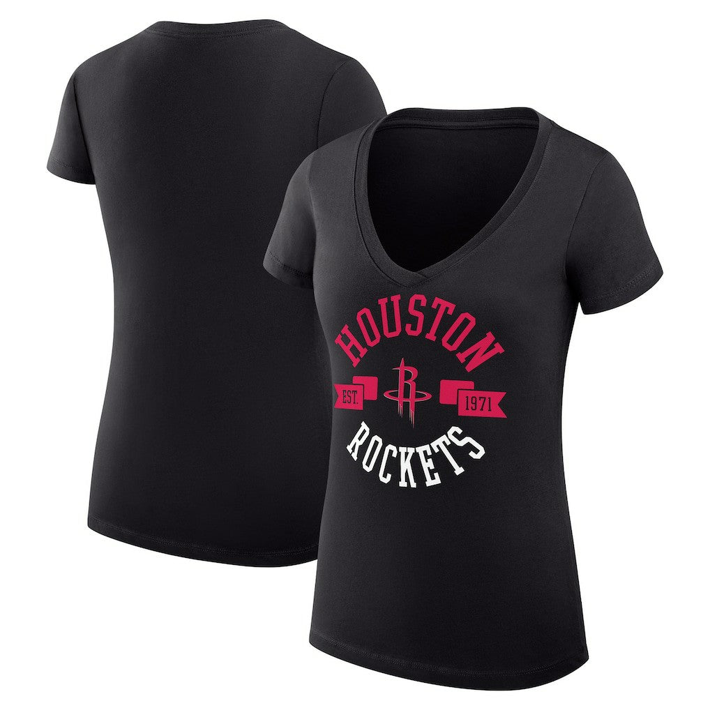 NBA Houston Rockets G-III 4Her by Carl Banks Women's Super-Slim Fit Lightweight Large City Logo V-Neck T-Shirt