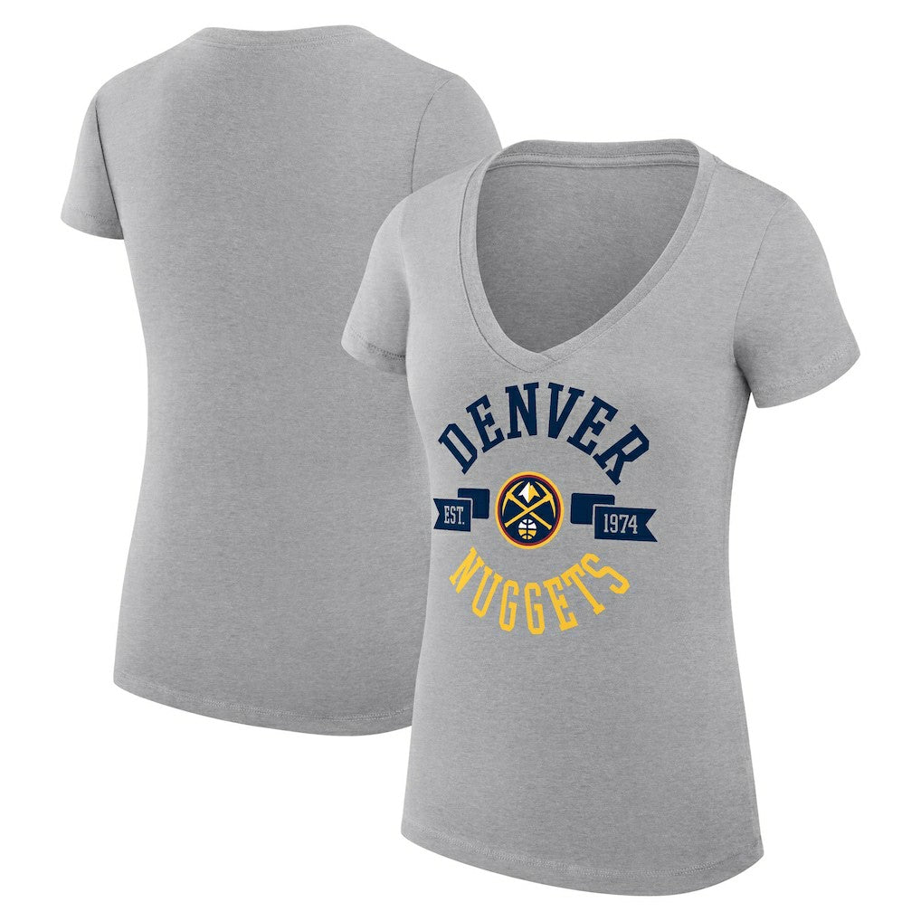 NBA Denver Nuggets G-III 4Her by Carl Banks Women's Super-Slim Fit Lightweight Large City Logo V-Neck T-Shirt sale