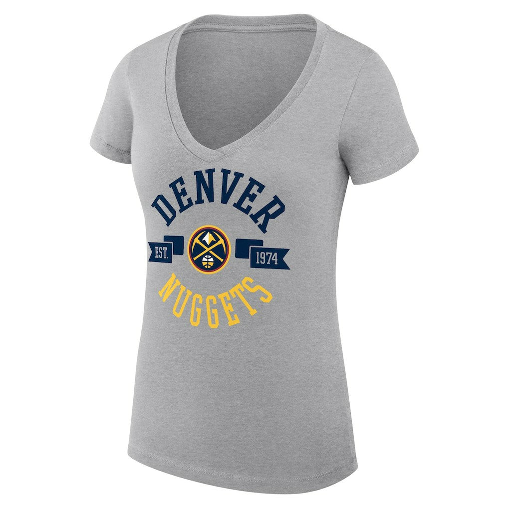 NBA Denver Nuggets G-III 4Her by Carl Banks Women's Super-Slim Fit Lightweight Large City Logo V-Neck T-Shirt sale