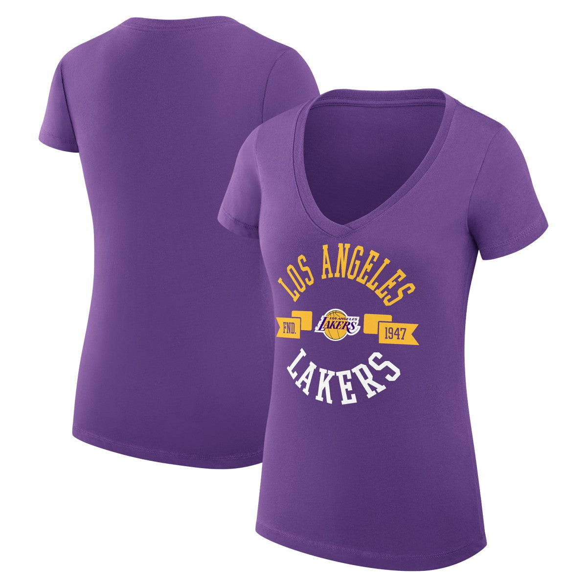 NBA Los Angeles Lakers G-III 4Her by Carl Banks Women's Super-Slim Fit Lightweight Large City Logo V-Neck T-Shirt