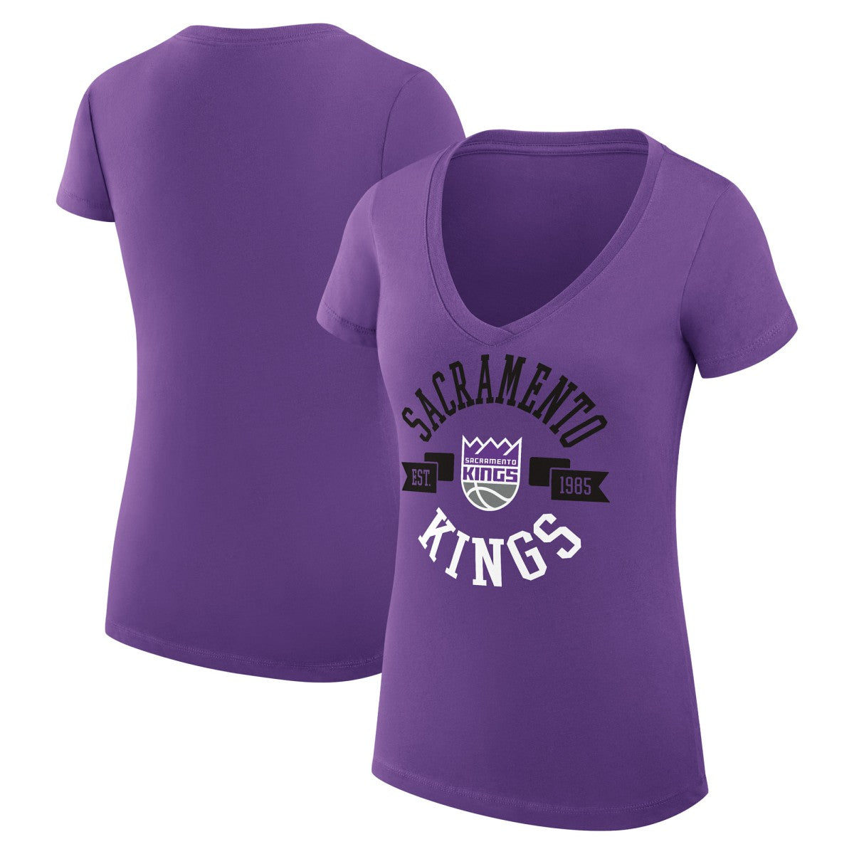 NBA Sacramento Kings G-III 4Her by Carl Banks Women's Super-Slim Fit Lightweight Large City Logo V-Neck T-Shirt