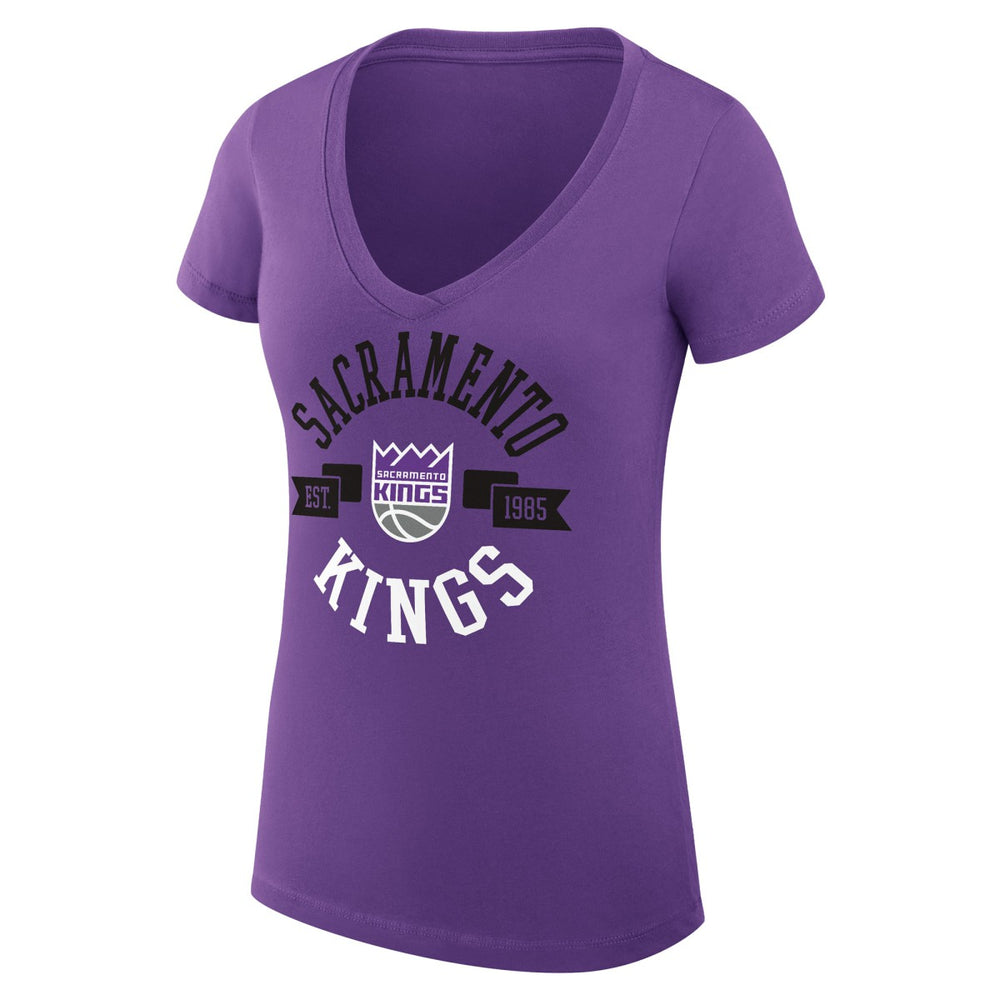 NBA Sacramento Kings G-III 4Her by Carl Banks Women's Super-Slim Fit Lightweight Large City Logo V-Neck T-Shirt