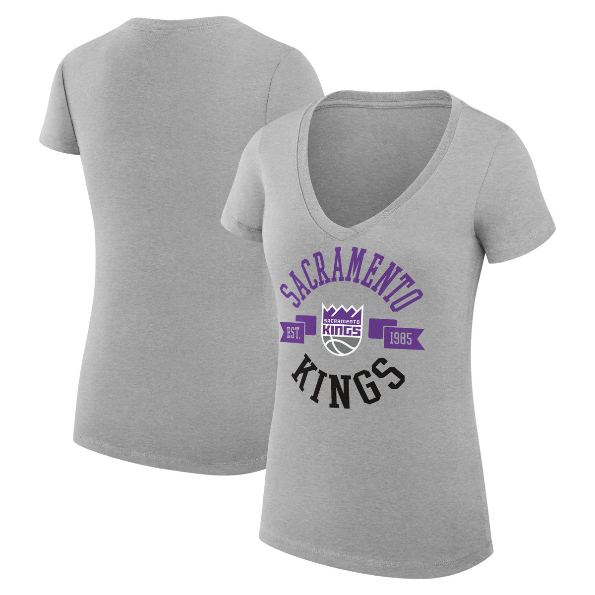 NBA Sacramento Kings G-III 4Her by Carl Banks Women's Super-Slim Fit Lightweight Large City Logo V-Neck T-Shirt