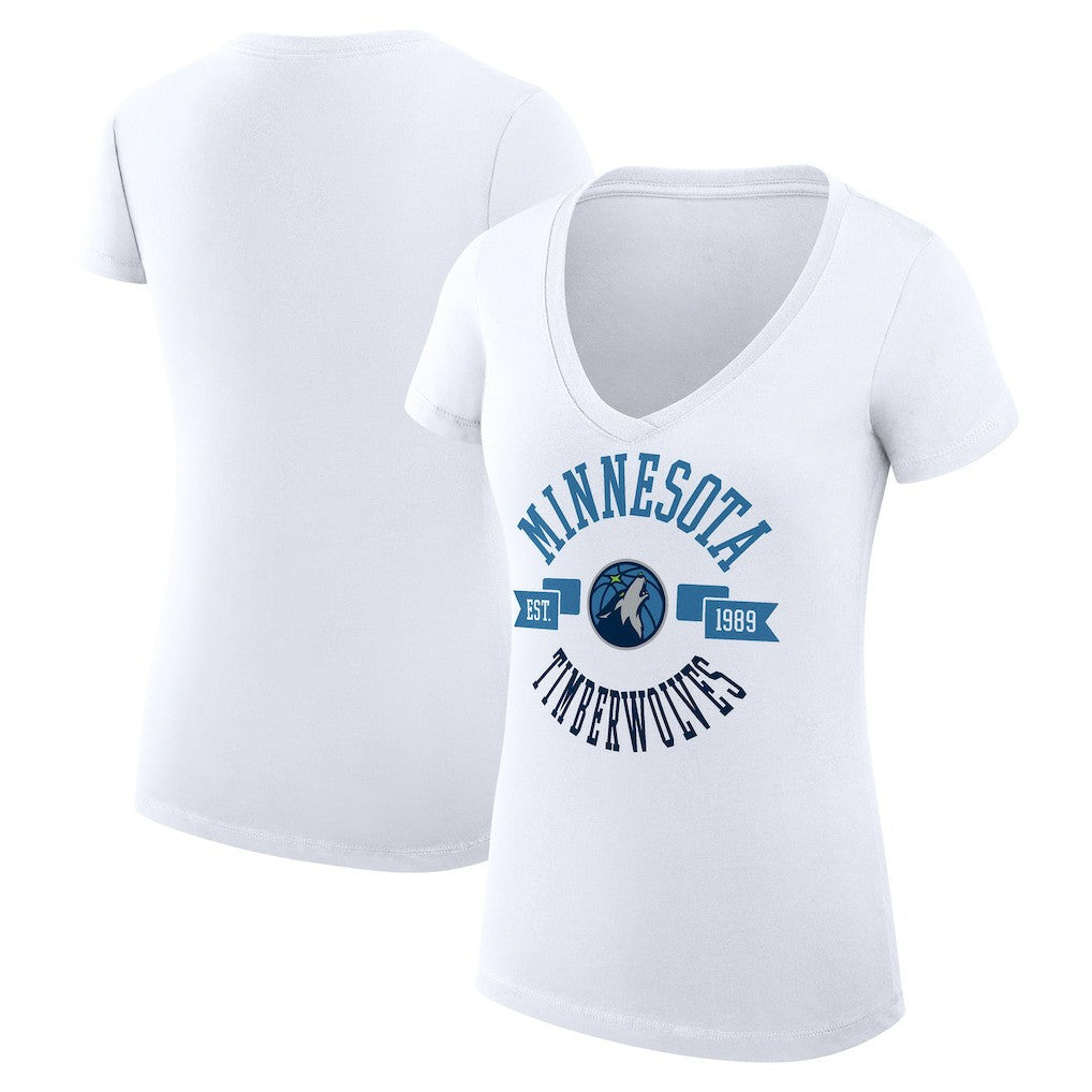 NBA Minnesota Timberwolves G-III 4Her by Carl Banks Women's Super-Slim Fit Lightweight Large City Logo V-Neck T-Shirt