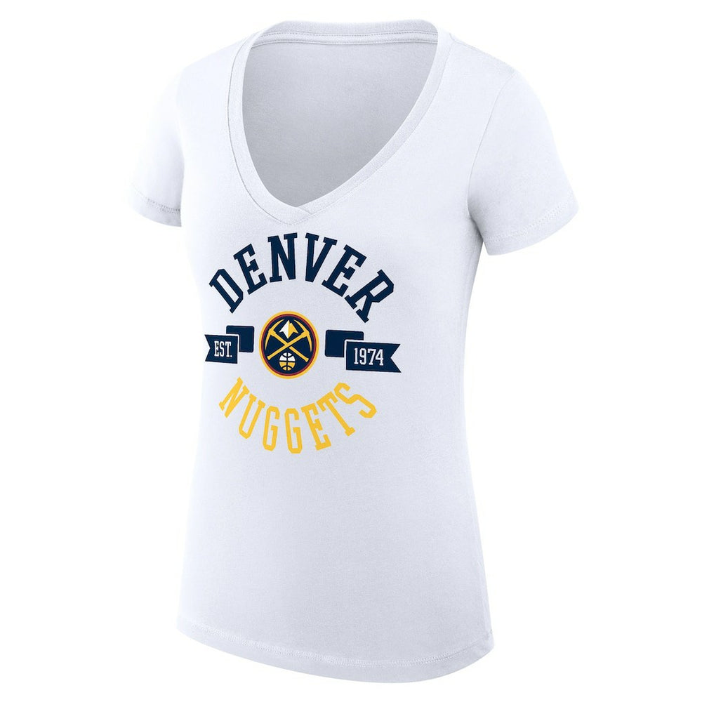 NBA Denver Nuggets G-III 4Her by Carl Banks Women's Super-Slim Fit Lightweight Large City Logo V-Neck T-Shirt sale