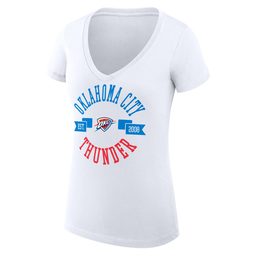 NBA Oklahoma City Thunder G-III 4Her by Carl Banks Women's Super-Slim Fit Lightweight Large City Logo V-Neck T-Shirt