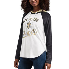 G-III 4Her by Carl Banks Women's MVP Raglan Hooded Long Sleeve T-Shirt - New Orleans Saints
