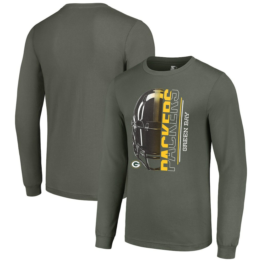 Starter Half Helmet Logo Long Sleeve T-Shirt - Green Bay Packers
