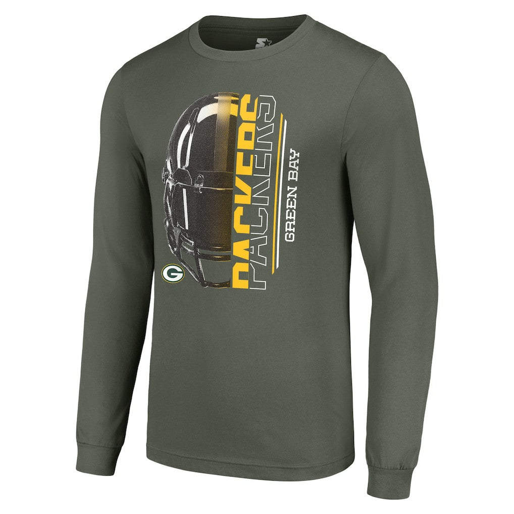 Starter Half Helmet Logo Long Sleeve T-Shirt - Green Bay Packers