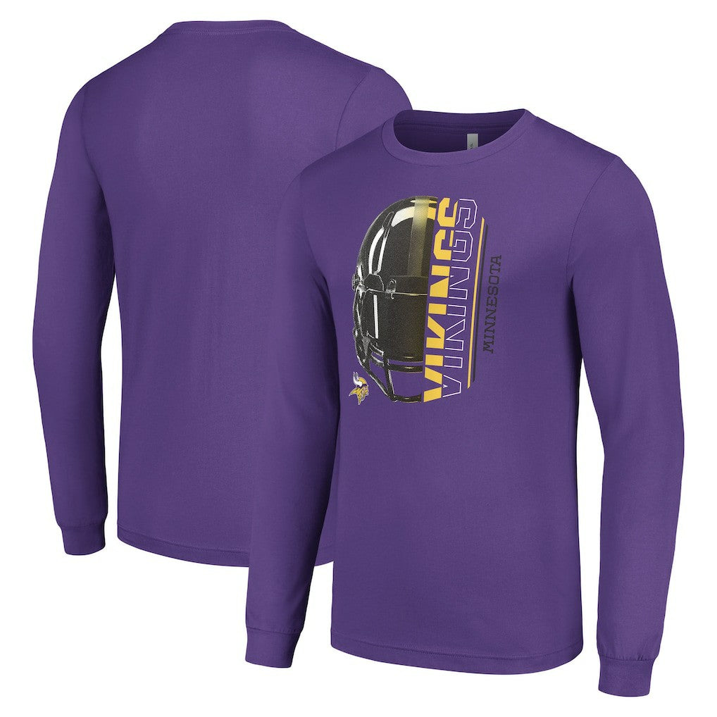 Starter Half Helmet Logo Long Sleeve T-Shirt - Minnesota Vikings