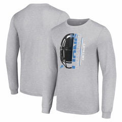 Starter Half Helmet Logo Long Sleeve Heathered T-Shirt - Detroit Lions