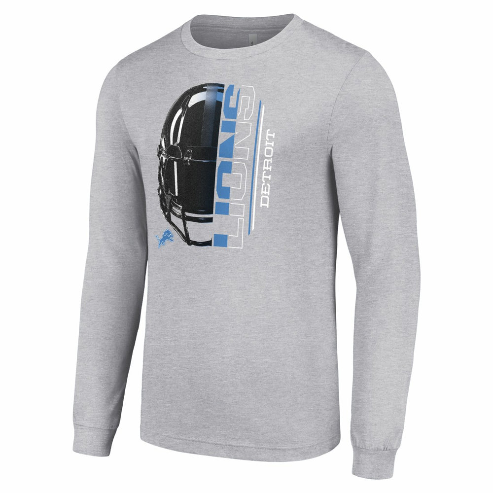 Starter Half Helmet Logo Long Sleeve Heathered T-Shirt - Detroit Lions
