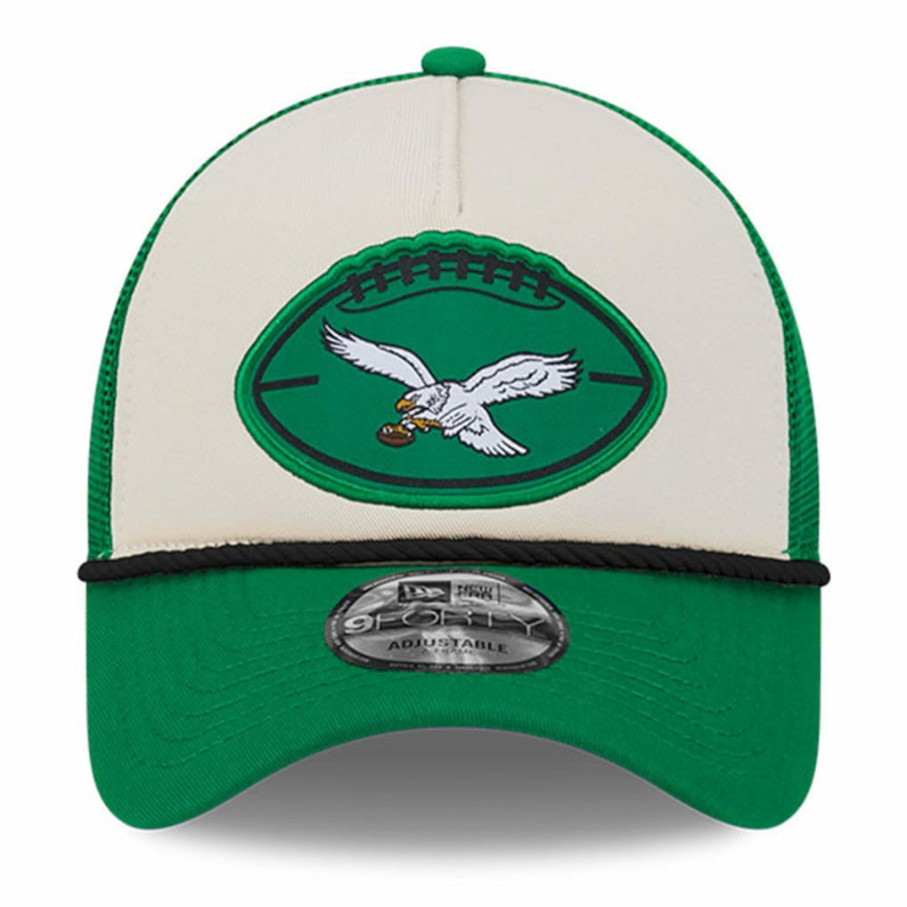 2024 Sideline Historic 9FORTY A-Frame Trucker Adjustable Hat - Philadelphia Eagles