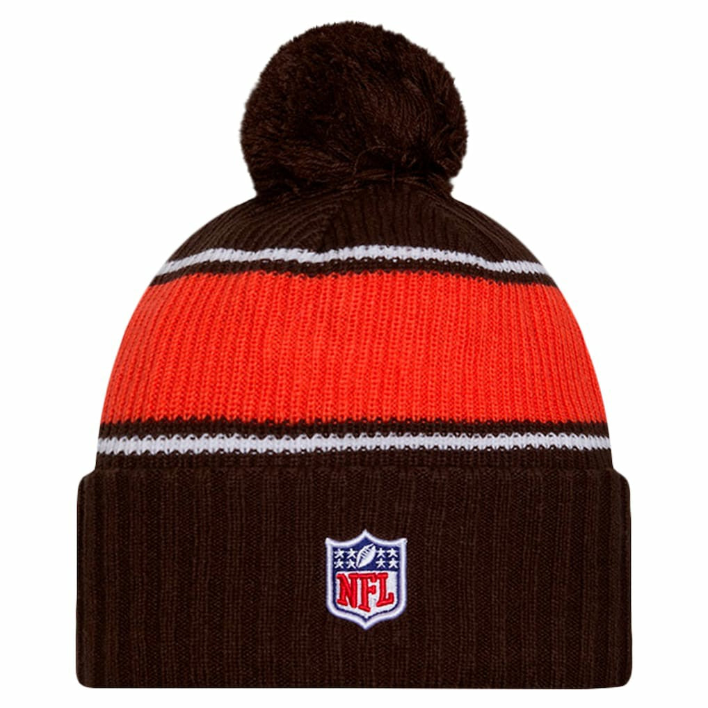 2024 Sideline Cuffed Knit Hat with Pom - Cleveland Browns