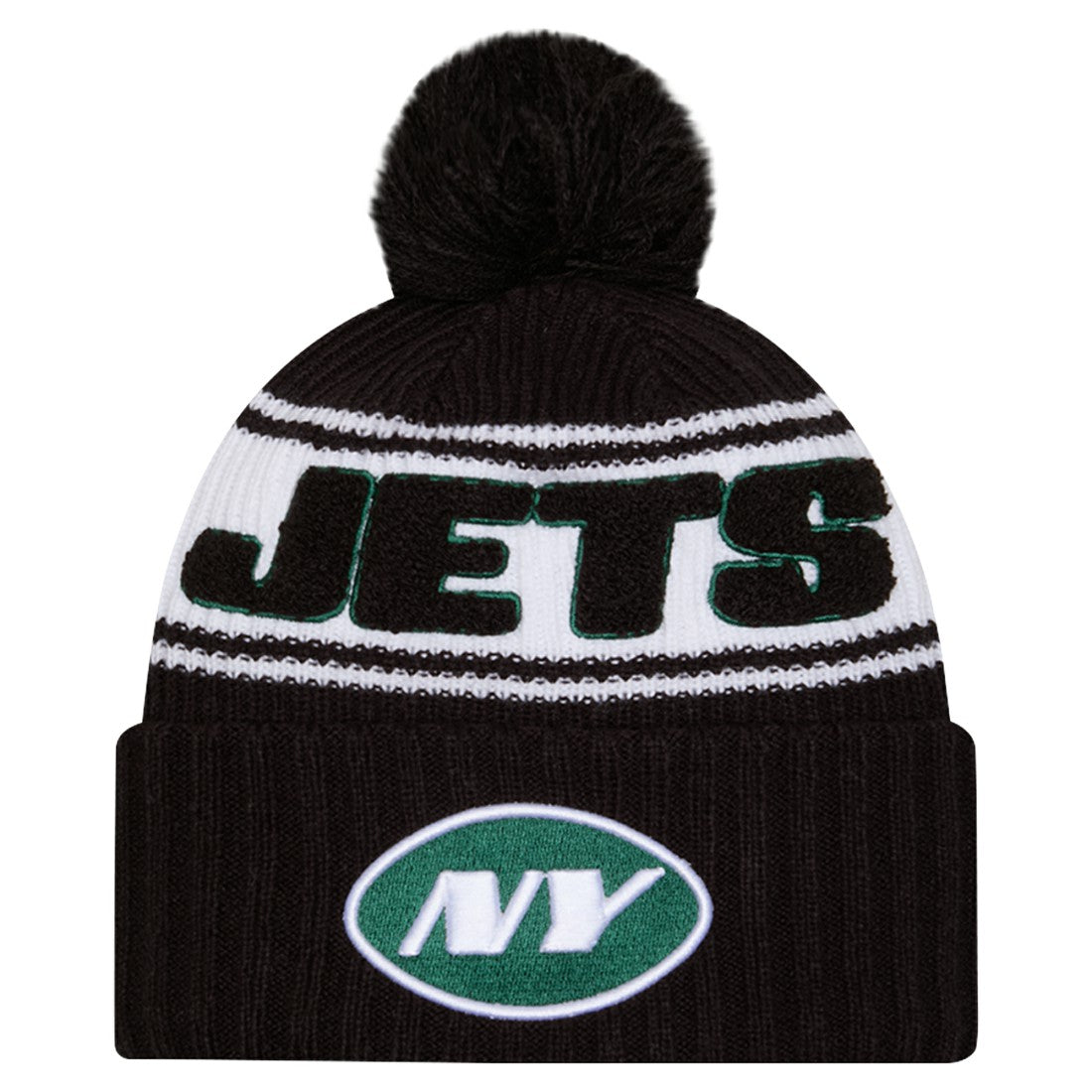 2024 Sideline Cuffed Knit Hat with Pom - New York Jets