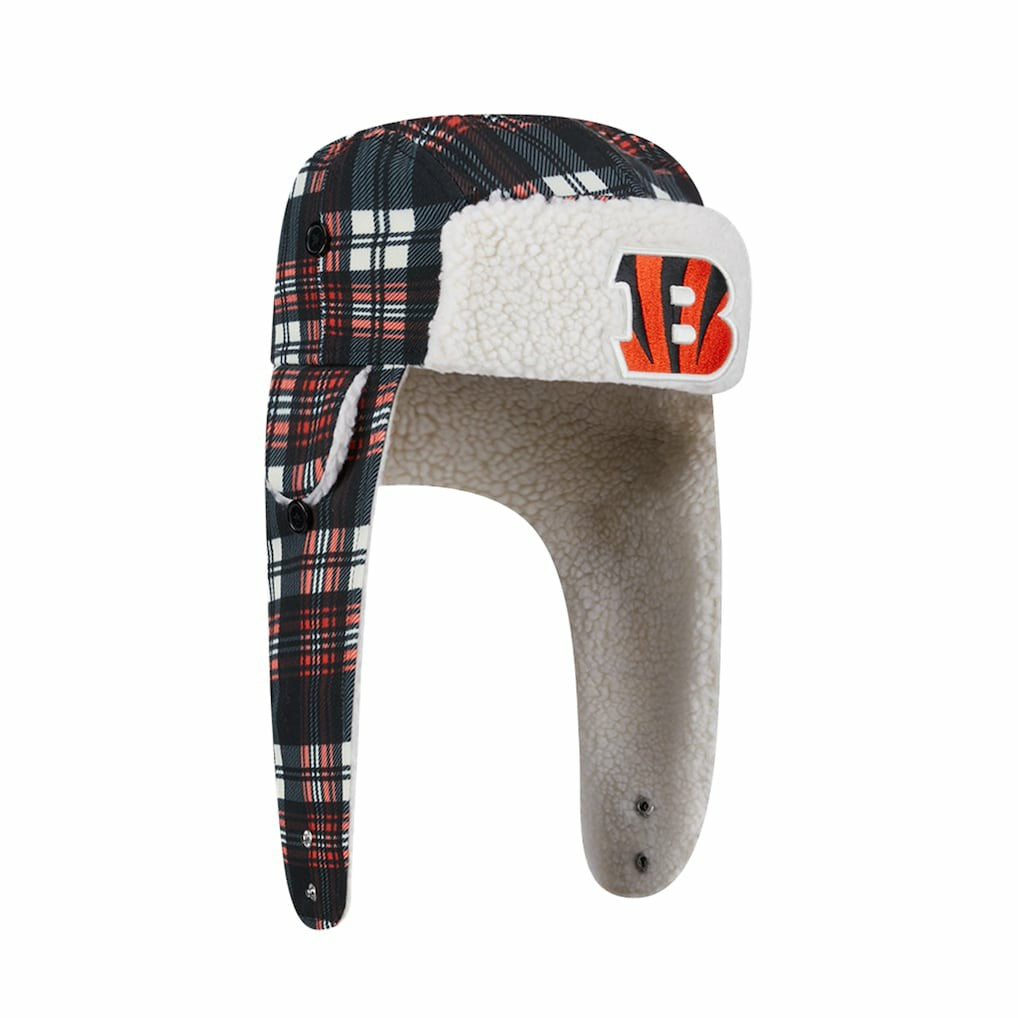 Sideline Plaid Sherpa Trapper Hat - Cincinnati Bengals