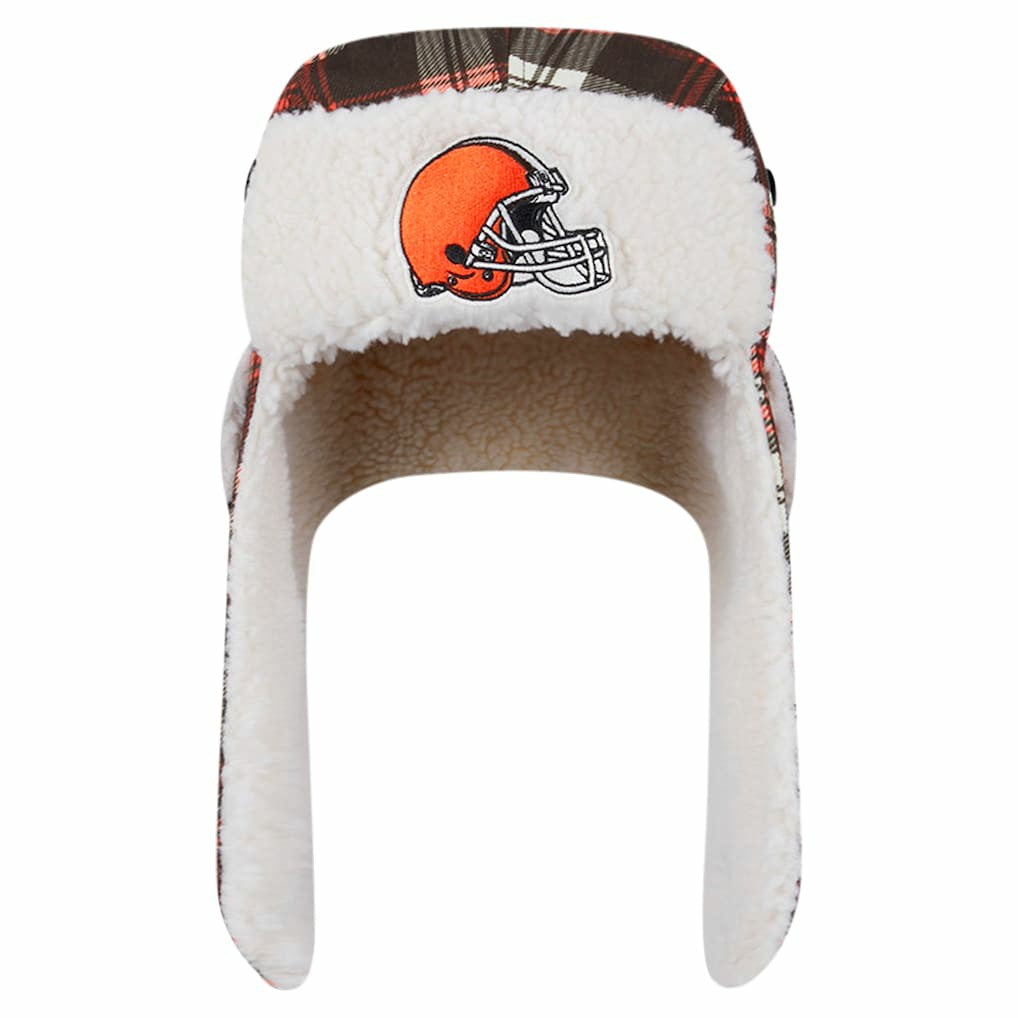 Sideline Plaid Sherpa Trapper Hat - Cleveland Browns