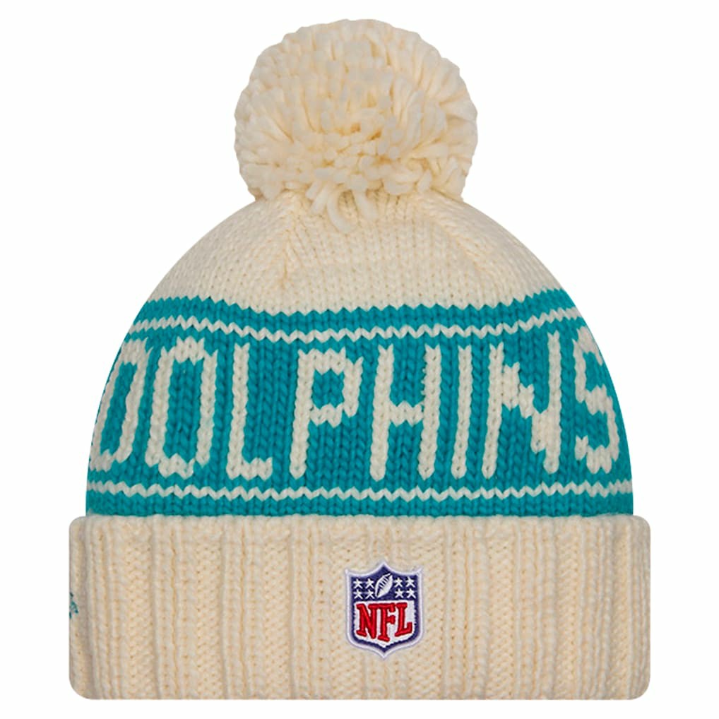 Women's 2024 Sideline Cuffed Knit Hat with Pom - Miami Dolphins