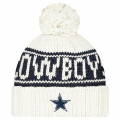 Women's 2024 Sideline Cuffed Knit Hat with Pom - Dallas Cowboys
