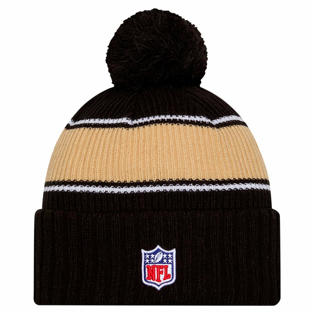 Youth 2024 Sideline Sport Cuffed Knit Hat with Pom - New Orleans Saints