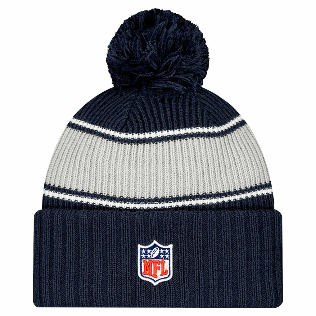 Youth 2024/25 Sideline Cuffed Knit Hat with Pom - Dallas Cowboys