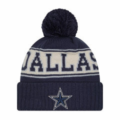 Youth Retro Cuffed Knit Hat with Pom - Dallas Cowboys