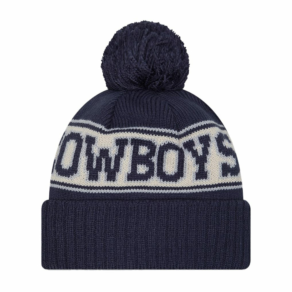 Youth Retro Cuffed Knit Hat with Pom - Dallas Cowboys