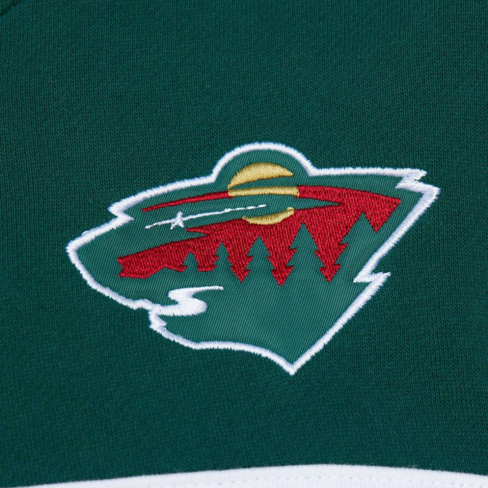 NHL Cream/Green Minnesota Wild Mitchell & Ness Head Coach Pullover Hoodie