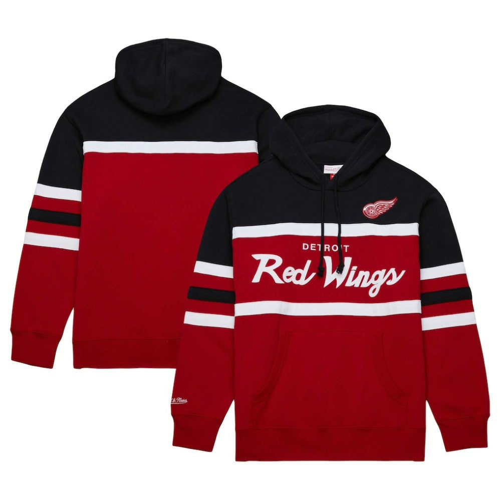 NHL Red/Black Detroit Red Wings Mitchell & Ness Head Coach Pullover Hoodie