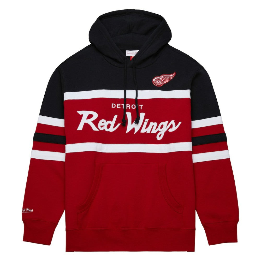NHL Red/Black Detroit Red Wings Mitchell & Ness Head Coach Pullover Hoodie
