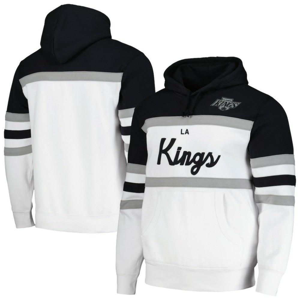 NHL White/Black Los Angeles Kings Mitchell & Ness Head Coach Pullover Hoodie