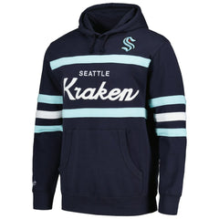 NHL Deep Sea Blue Seattle Kraken Mitchell & Ness Head Coach Pullover Hoodie