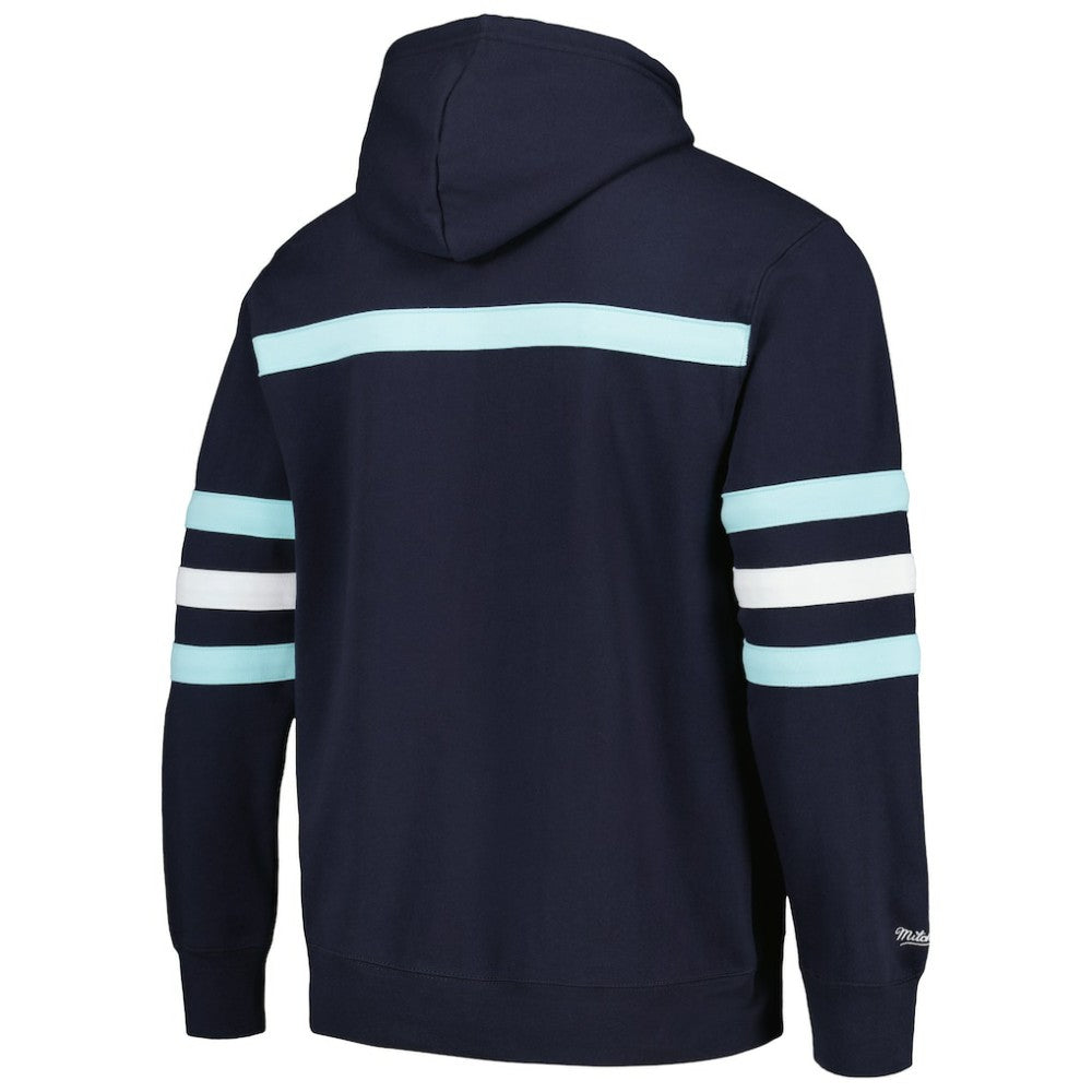 NHL Deep Sea Blue Seattle Kraken Mitchell & Ness Head Coach Pullover Hoodie