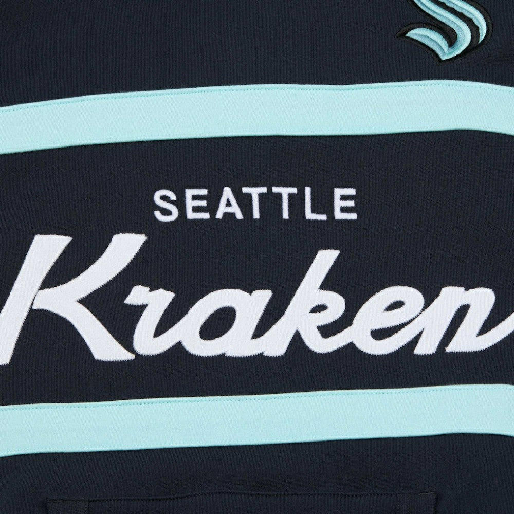 NHL Deep Sea Blue Seattle Kraken Mitchell & Ness Head Coach Pullover Hoodie