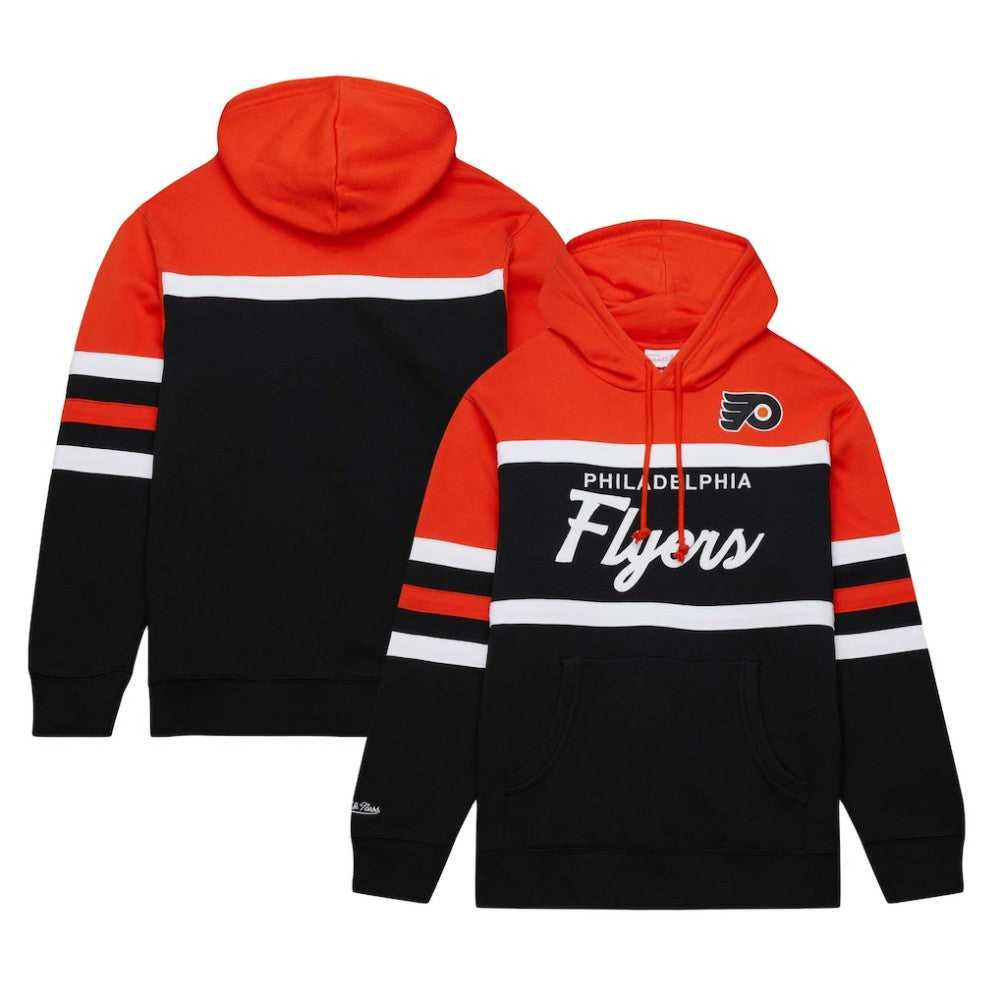 NHL Black/Orange Philadelphia Flyers Mitchell & Ness Head Coach Pullover Hoodie