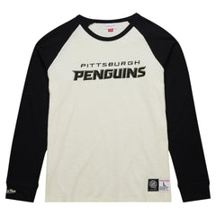 NHL Cream Pittsburgh Penguins Mitchell & Ness Legendary Slub Vintage Raglan Long Sleeve T-Shirt