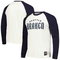 NHL Cream Seattle Kraken Mitchell & Ness Legendary Slub Vintage Raglan Long Sleeve T-Shirt