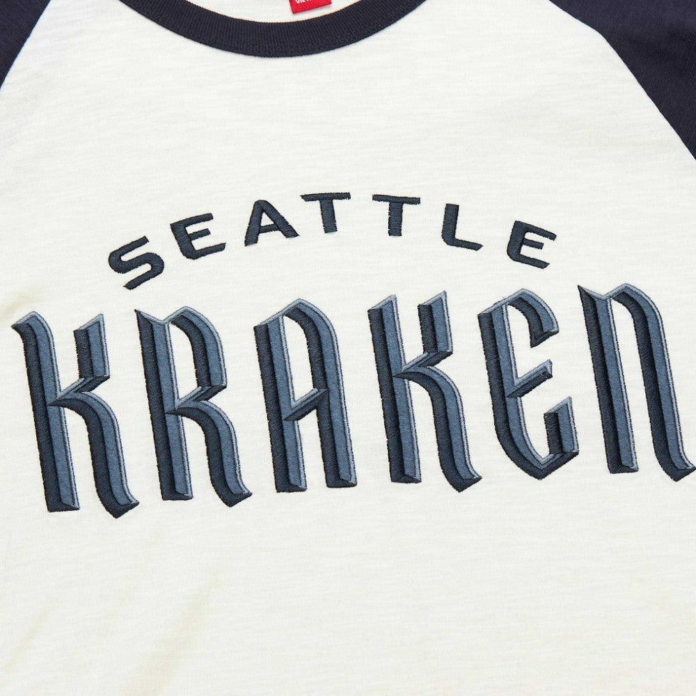 NHL Cream Seattle Kraken Mitchell & Ness Legendary Slub Vintage Raglan Long Sleeve T-Shirt