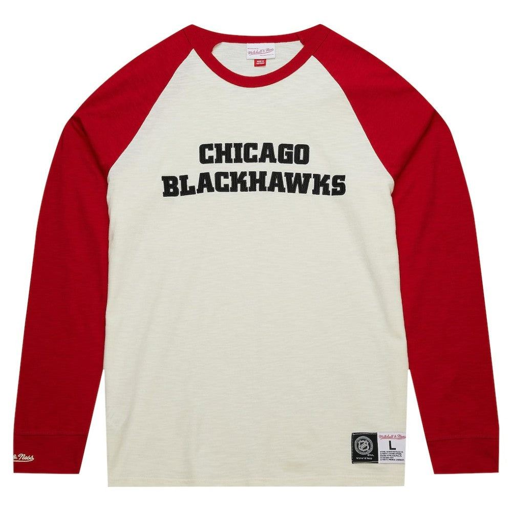 NHL Cream Chicago Blackhawks Mitchell & Ness Legendary Slub Vintage Raglan Long Sleeve T-Shirt