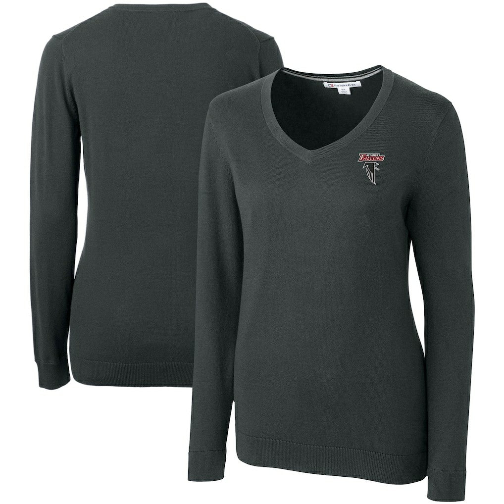 Cutter & Buck Women's Throwback Logo Lakemont Tri-Blend V-Neck Pullover Sweater - Atlanta Falcons