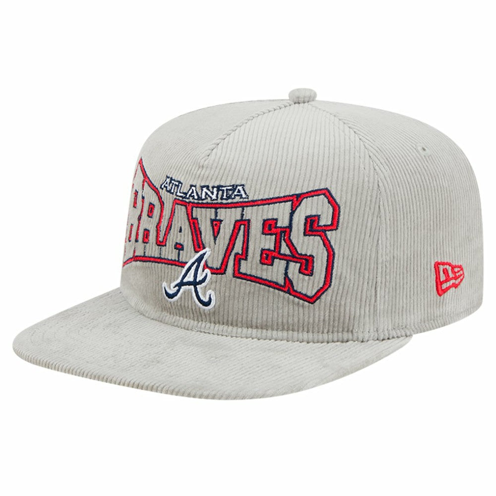 MLB New Era Atlanta Braves Gray Corduroy Golfer Snapback Hat