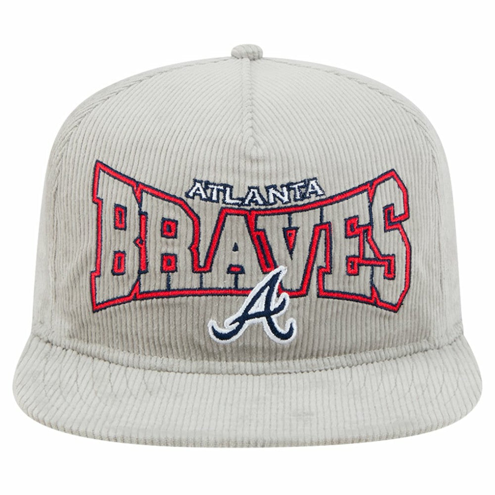 MLB New Era Atlanta Braves Gray Corduroy Golfer Snapback Hat