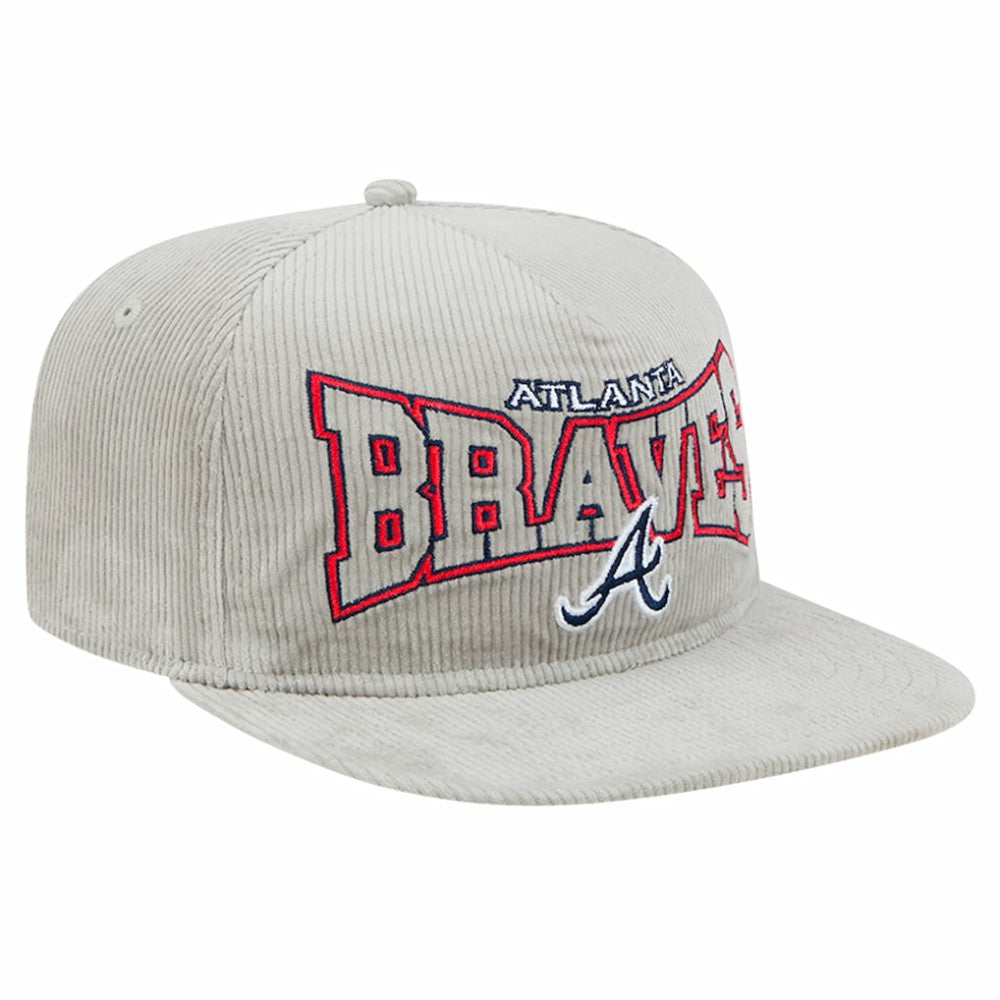 MLB New Era Atlanta Braves Gray Corduroy Golfer Snapback Hat