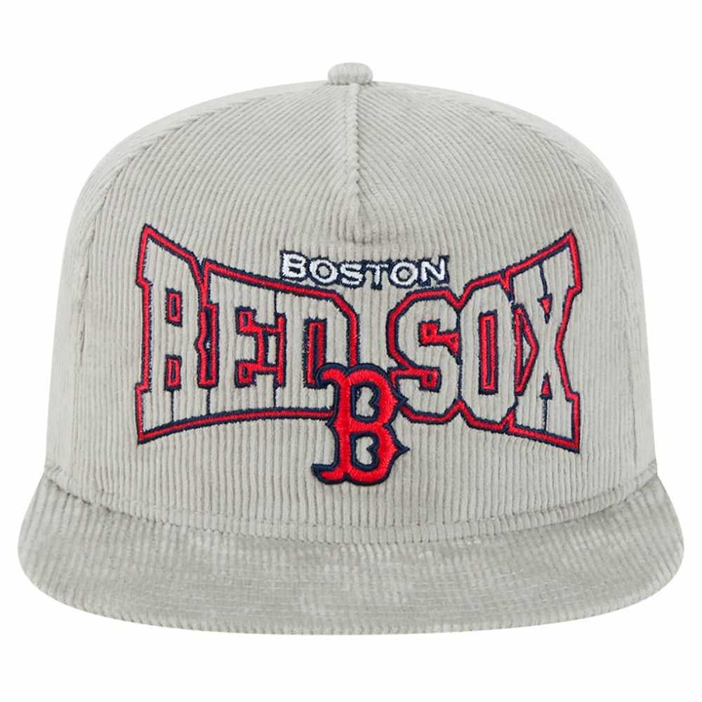 MLB New Era Boston Red Sox Gray Corduroy Golfer Snapback Hat