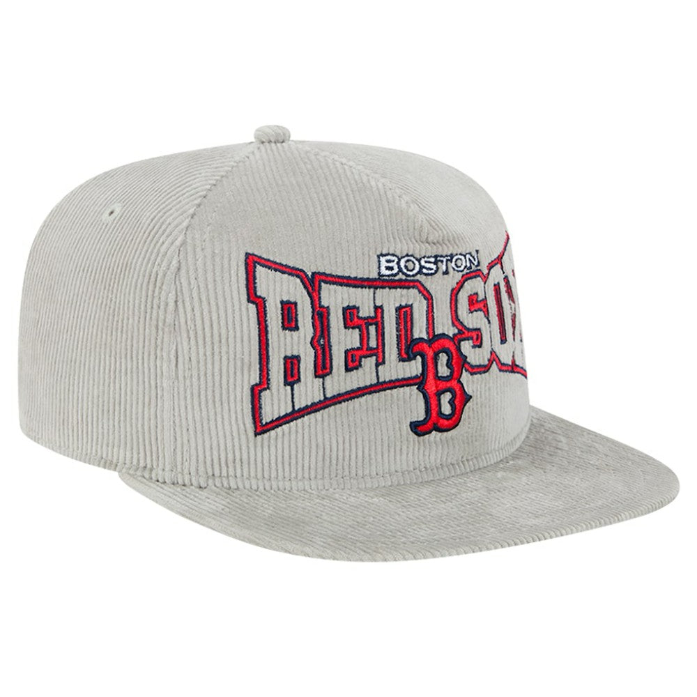 MLB New Era Boston Red Sox Gray Corduroy Golfer Snapback Hat