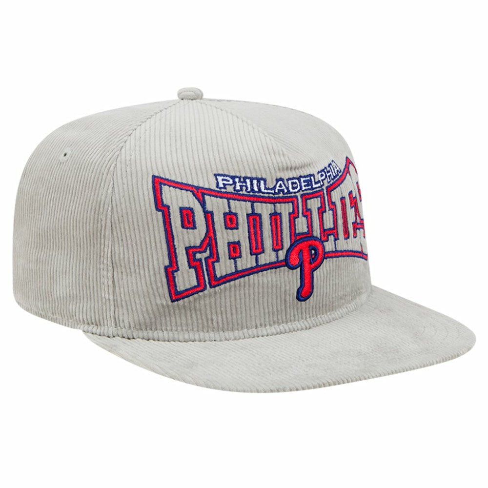 MLB New Era Philadelphia Phillies Gray Corduroy Golfer Snapback Hat