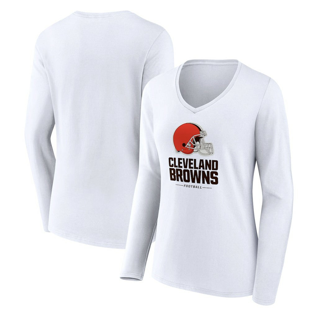 Women's Team Lockup Long Sleeve V-Neck T-Shirt - Cleveland Browns